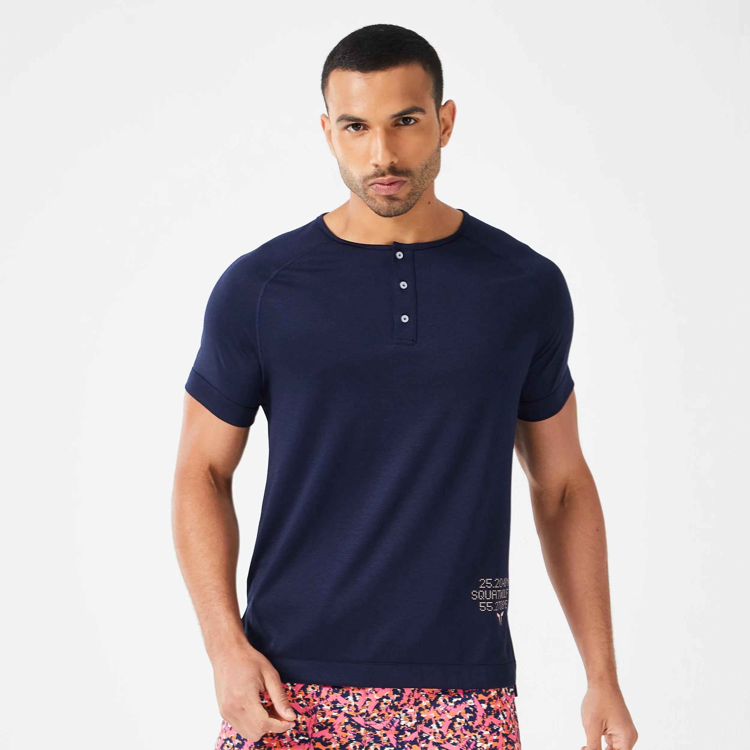 Code Henley Tee - Navy