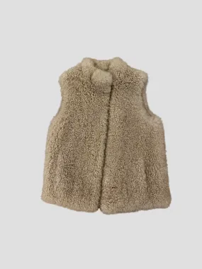 Cream Cashmere Shearling Zip Up Vest