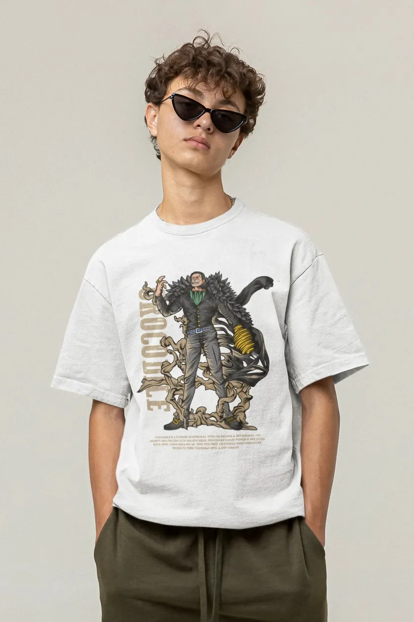 Crocodile (One Piece) Unisex Black/White Oversized T-shirt