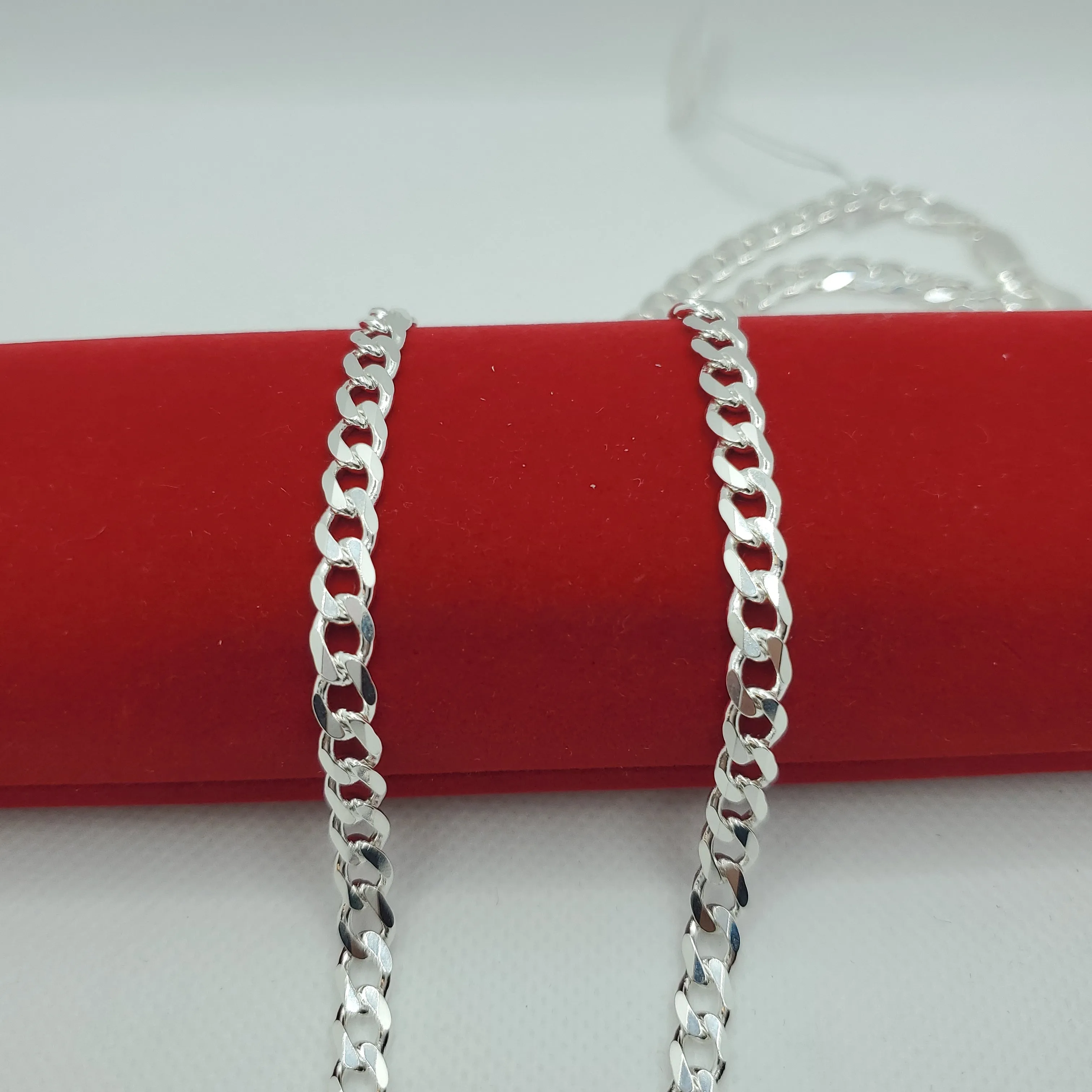 Curb real silver chain