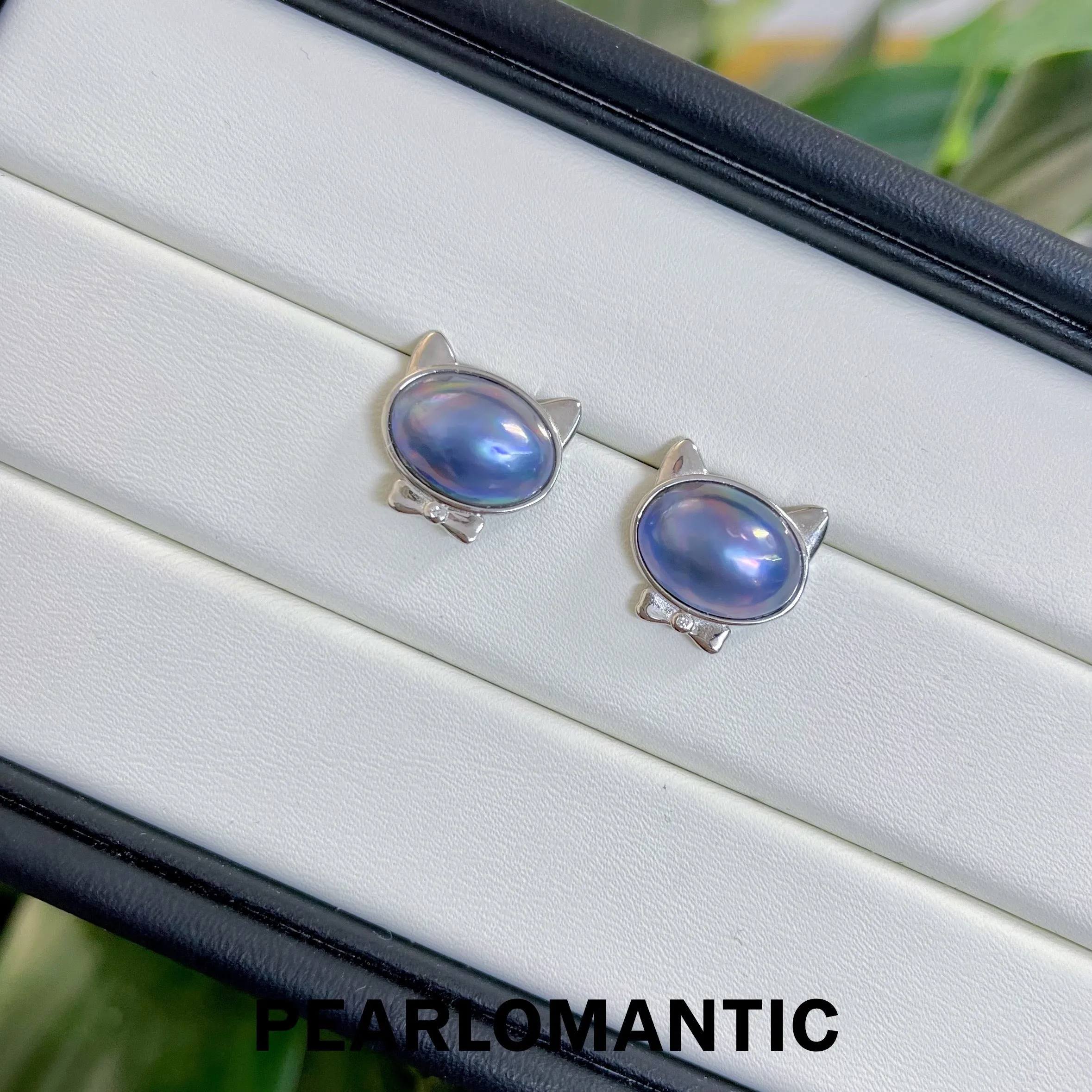 [Designer's Choice] Saltwater Mabe Pearl 10*14mm Blue Kitten Set w/ S925 Silver