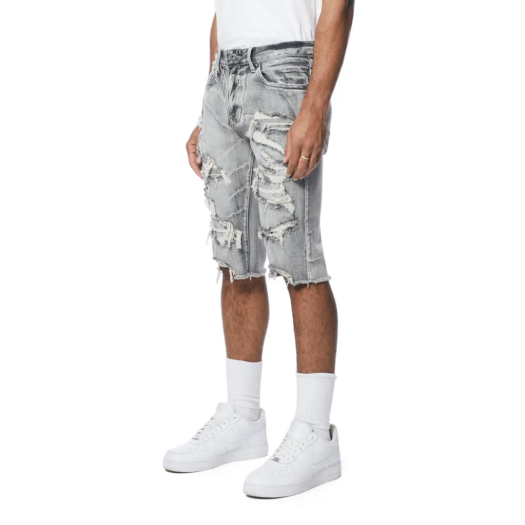 Distressed Rip & Repair Jean Shorts - Union Grey