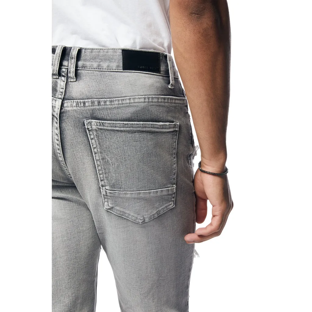 Distressed Rip & Repair Jean Shorts - Union Grey