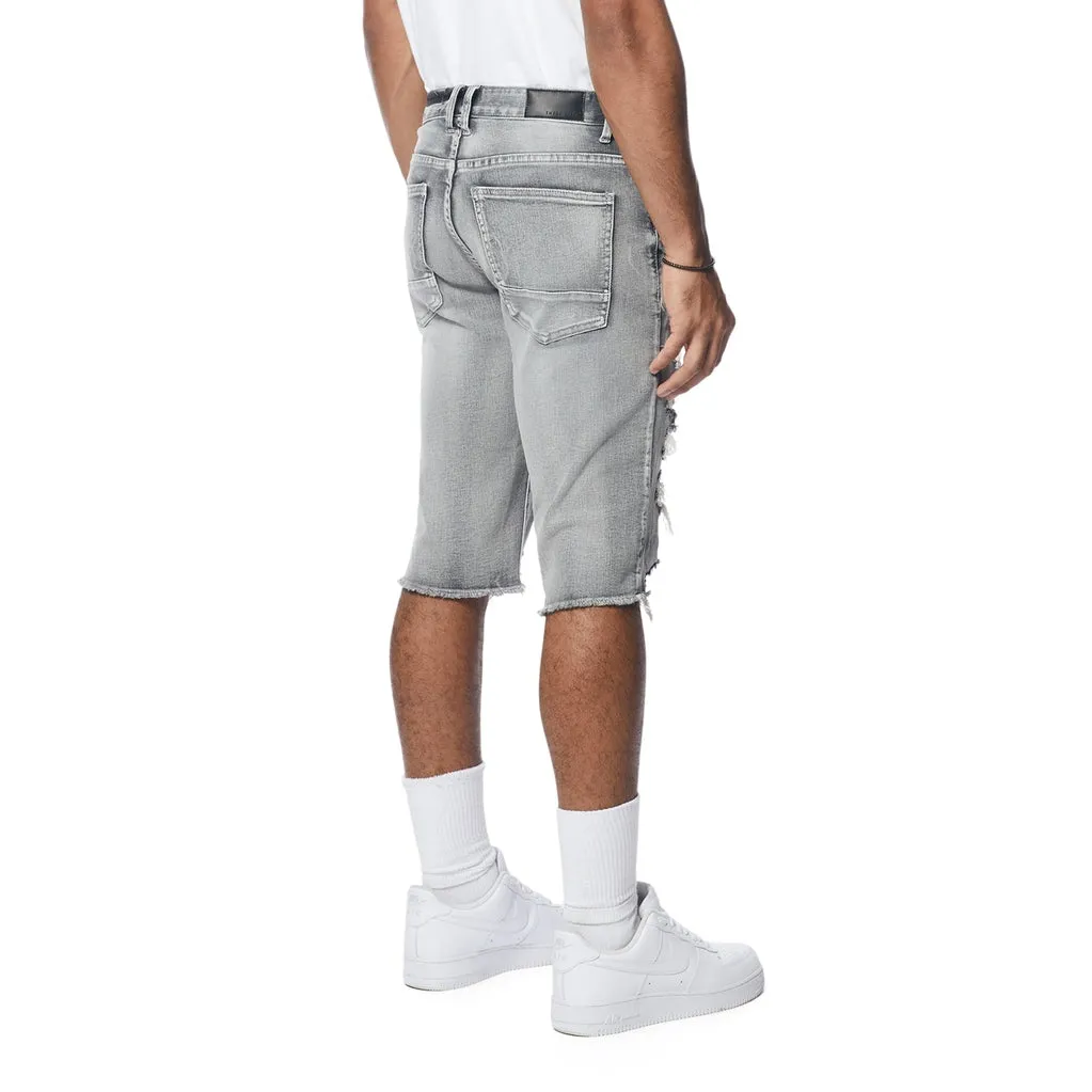 Distressed Rip & Repair Jean Shorts - Union Grey