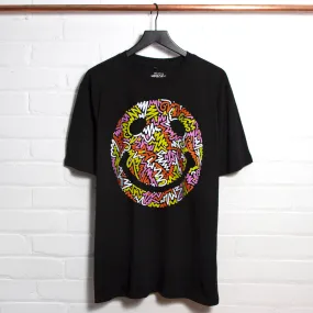 Doodle Smiley Front Print - Tshirt - Black