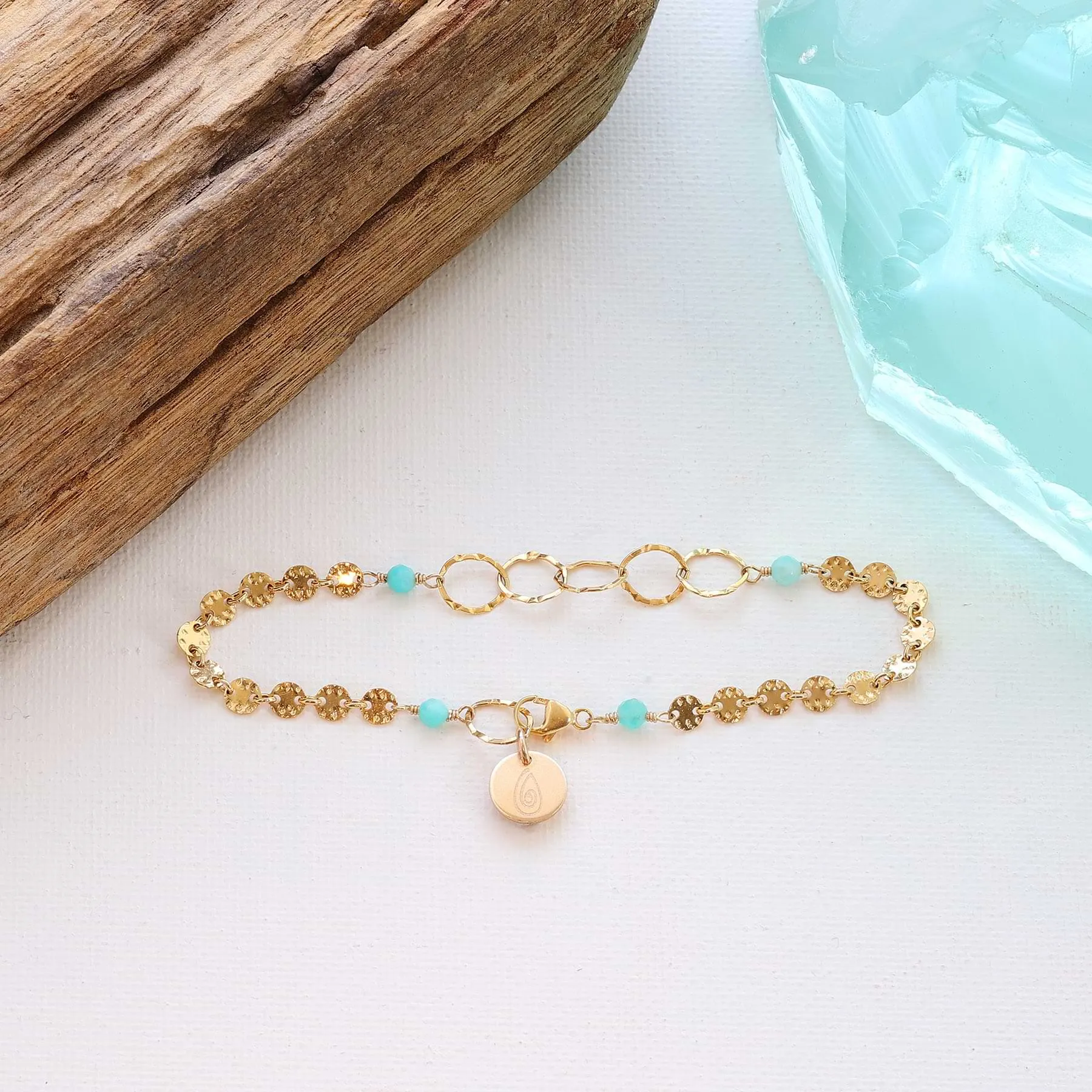 Driftwood - Dainty Amazonite Gold Bracelet