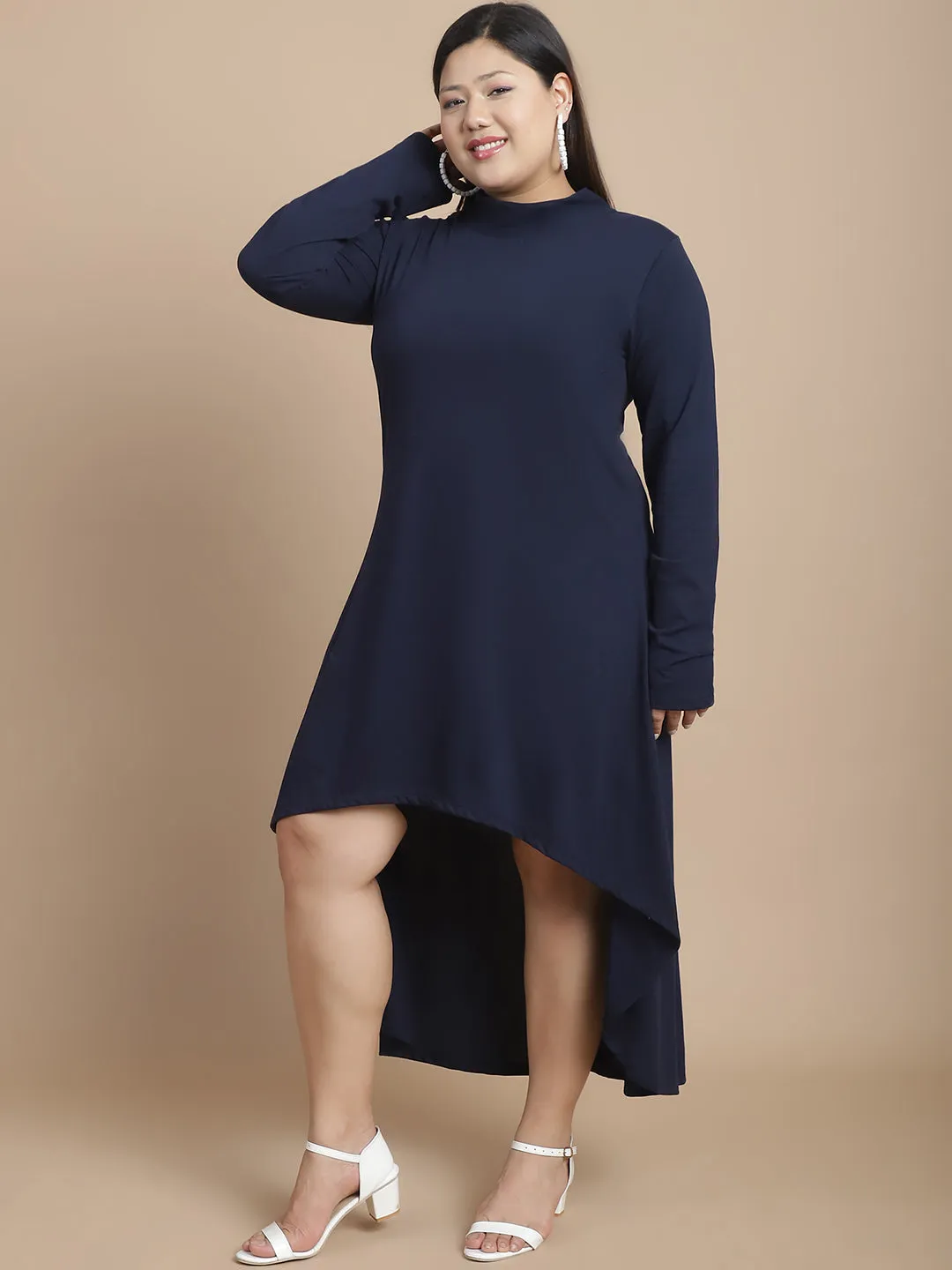 Elegant High-Low Cotton Jersey Dress