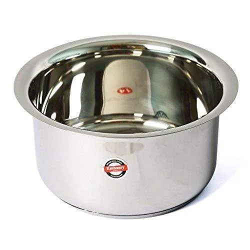 Embassy Sandwich Bottom Topes with Lid, Set of 4 (Sizes 11-14) - 1250, 1750, 2200 & 2750 ml (Stainless Steel)