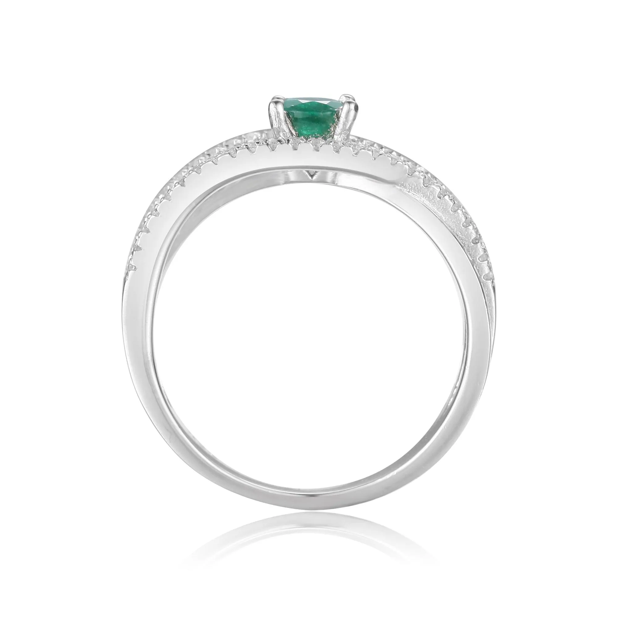 Emerald Split Band Fashion Ring