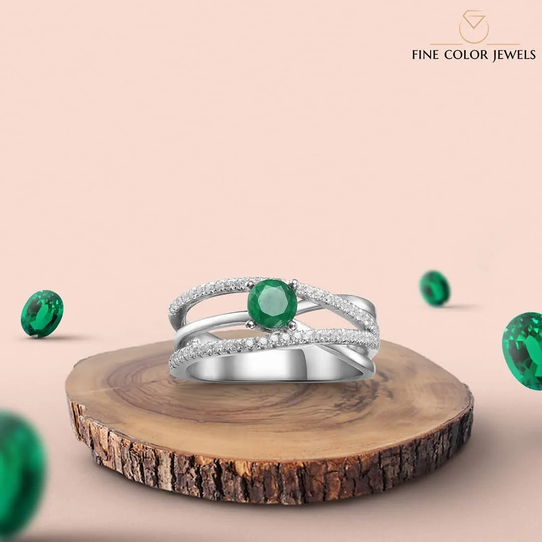 Emerald Split Band Fashion Ring