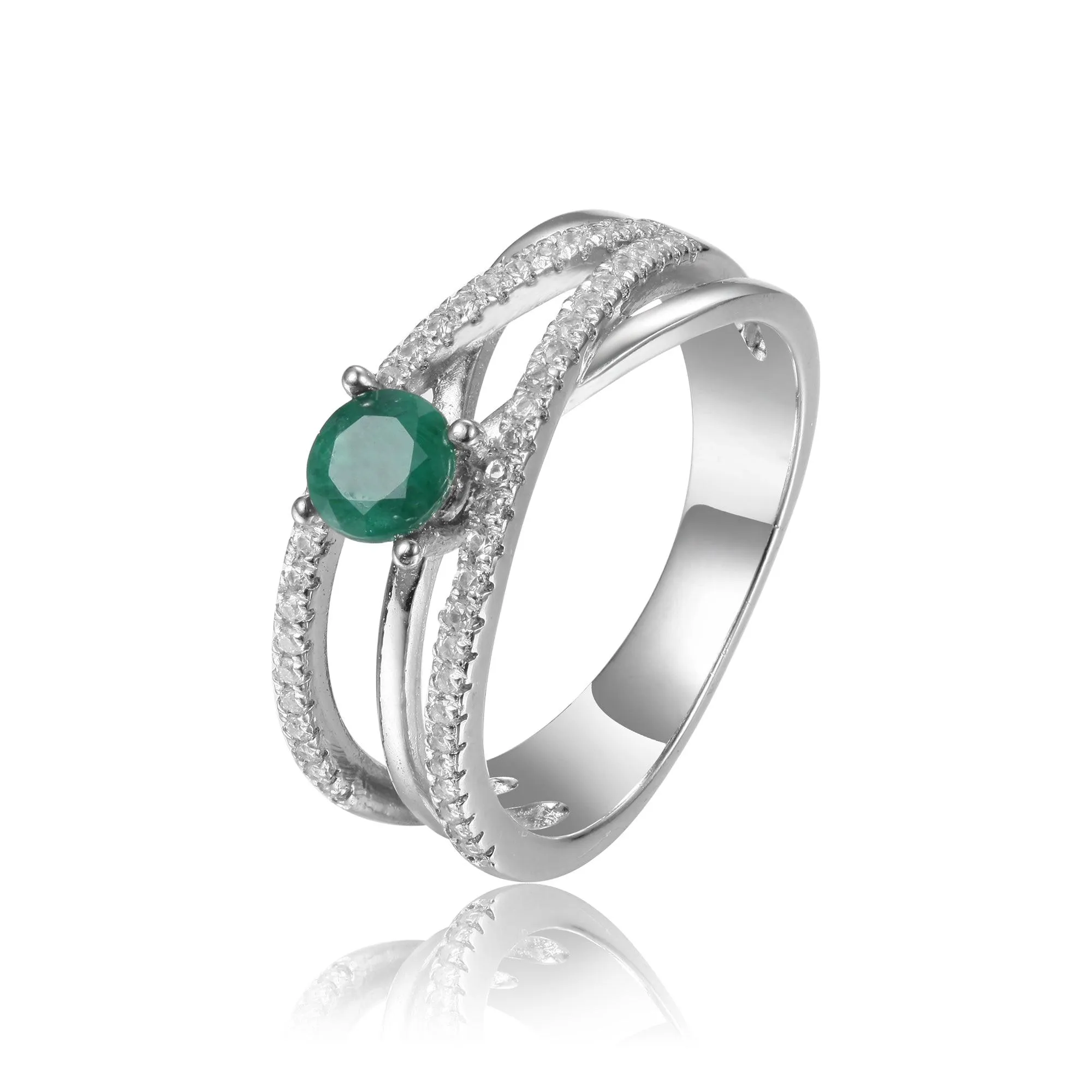 Emerald Split Band Fashion Ring