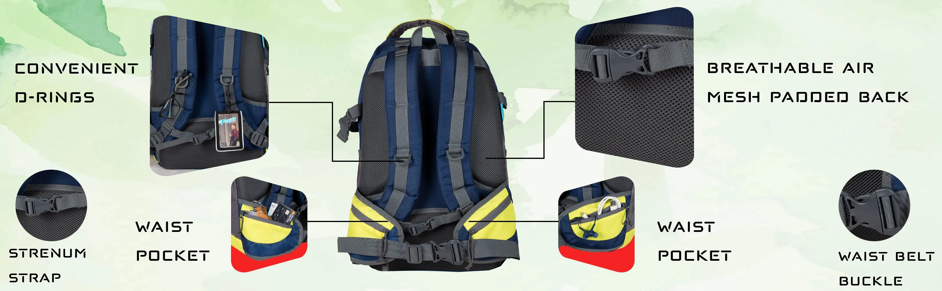 Firefly V2 40L Laptop Navy Blue Yellow Rucksack