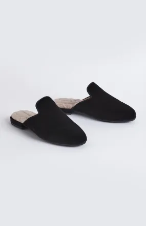 Florence Luxury Velvet Slipper - Black