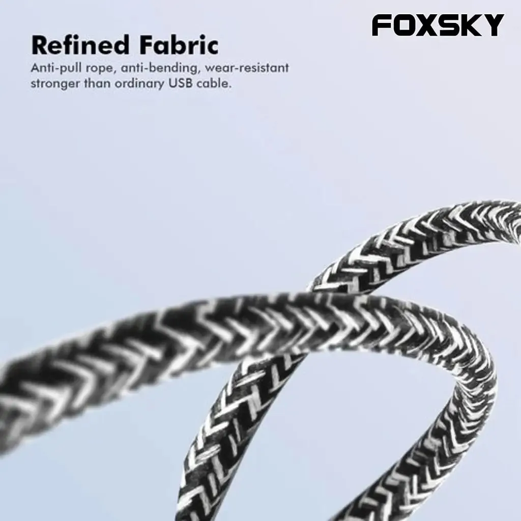 Foxsky Nylon Braided Lightning USB Syncing And Charging Cable For iPhone And iPad