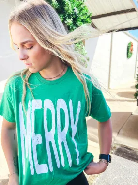 {GREEN MERRY} Holiday Fav! Heather Kelly Green Crew Neck Tee