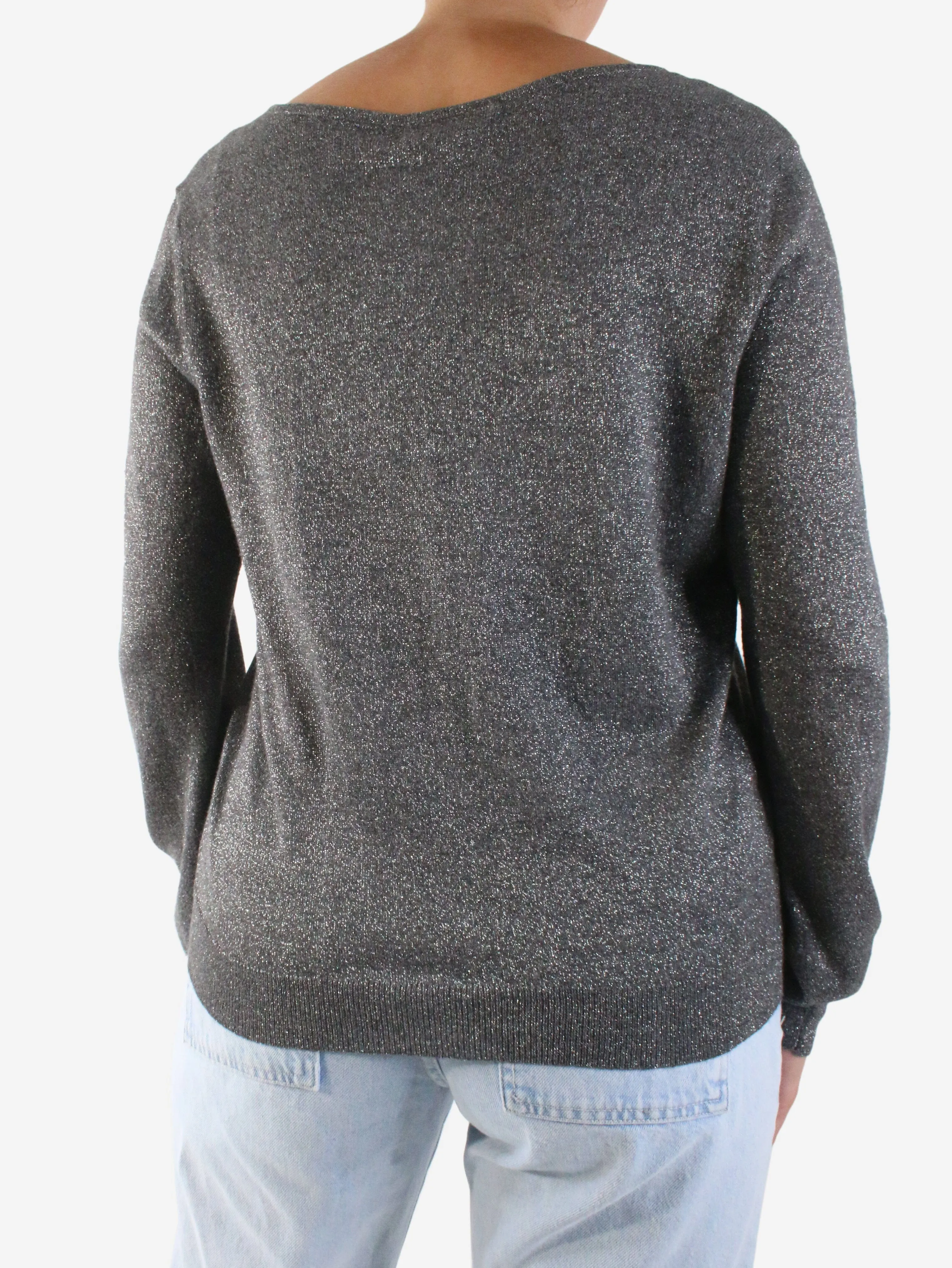 Grey long-sleeved sparkly sweater - size M