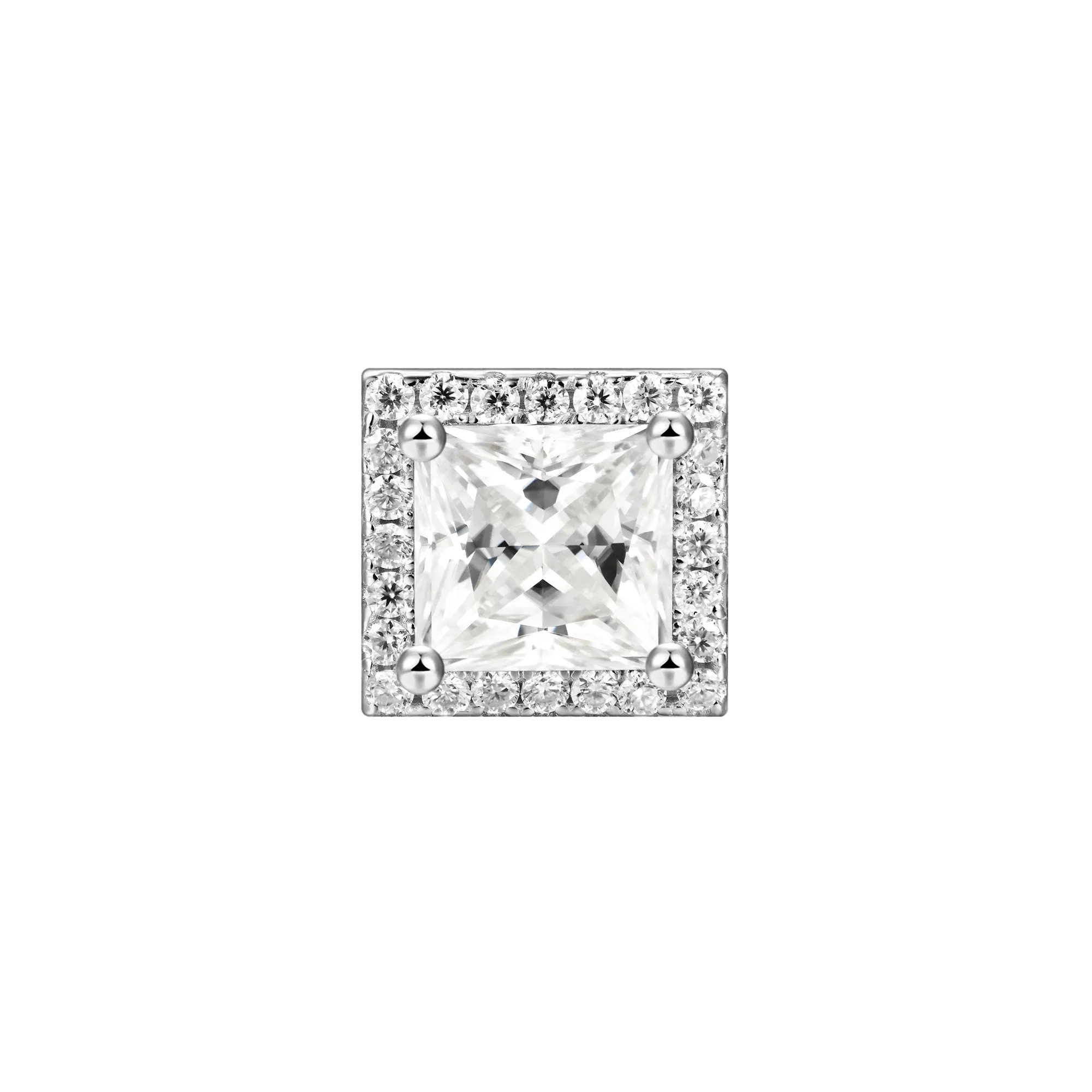 Halo Princess Cut Stud Earring