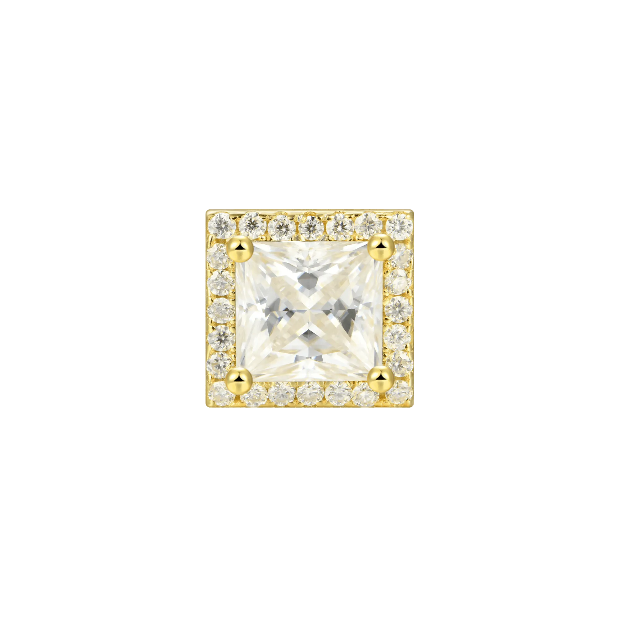 Halo Princess Cut Stud Earring