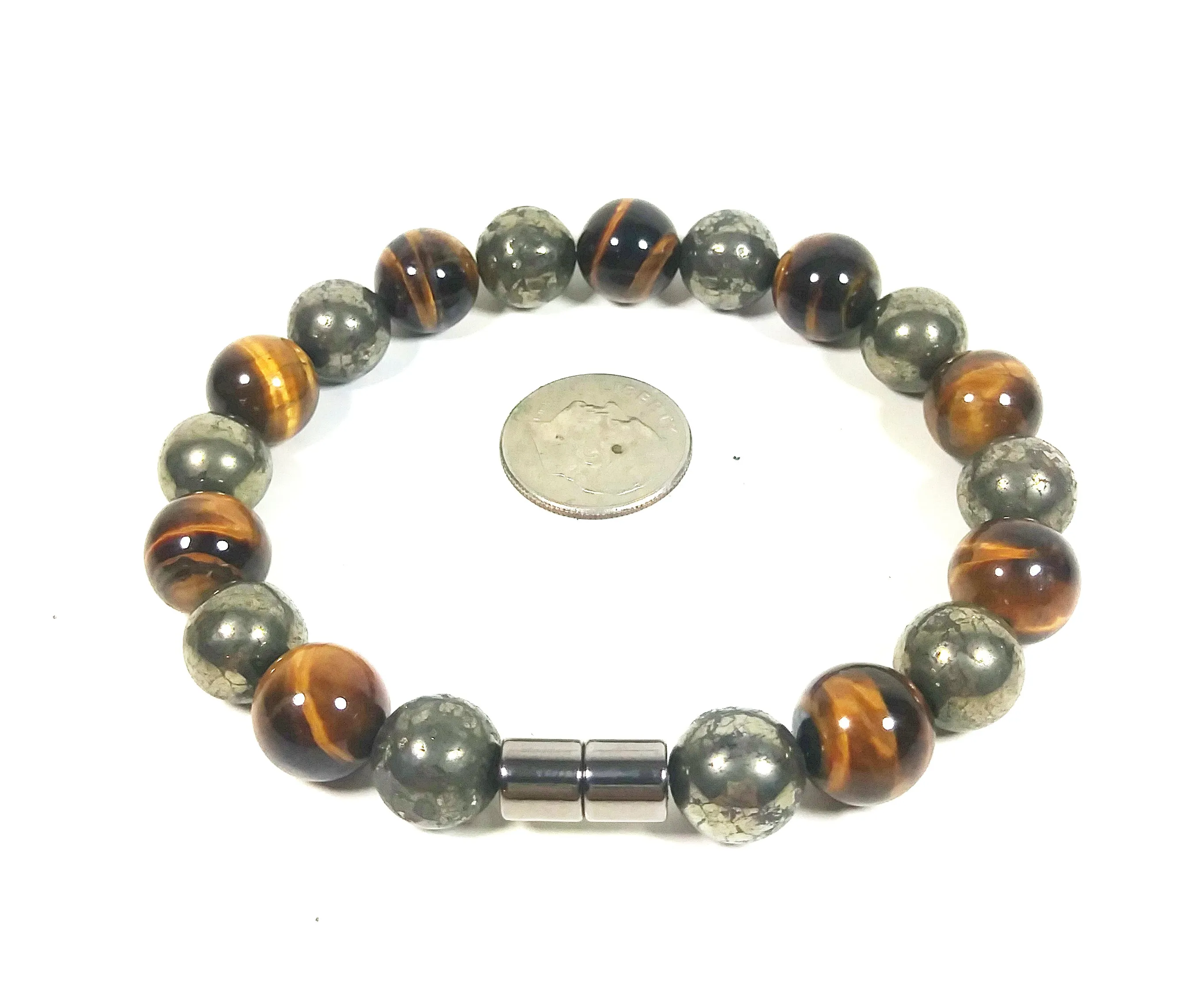 Handmade Pyrite And Yellow Tiger Eye Bracelet