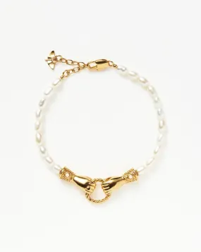 Harris Reed In Good Hands Pearl Bracelet | 18ct Gold Plated/Pearl & Black Onyx