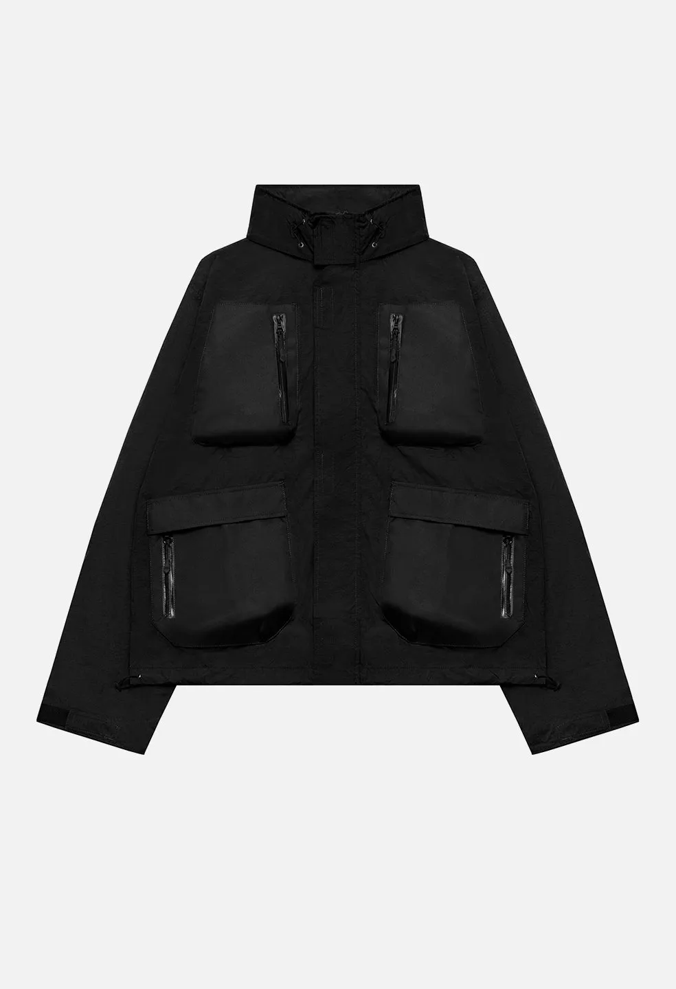 High Shrunk Nylon Parachute Jacket / Black