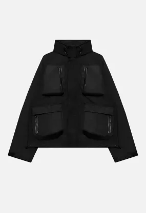 High Shrunk Nylon Parachute Jacket / Black