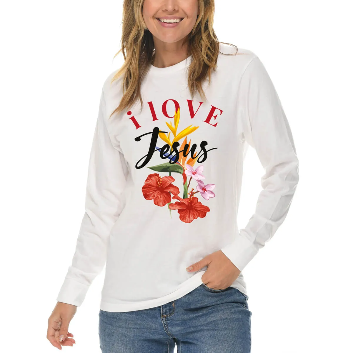 I Love Jesus Flower Long Sleeve T Shirt