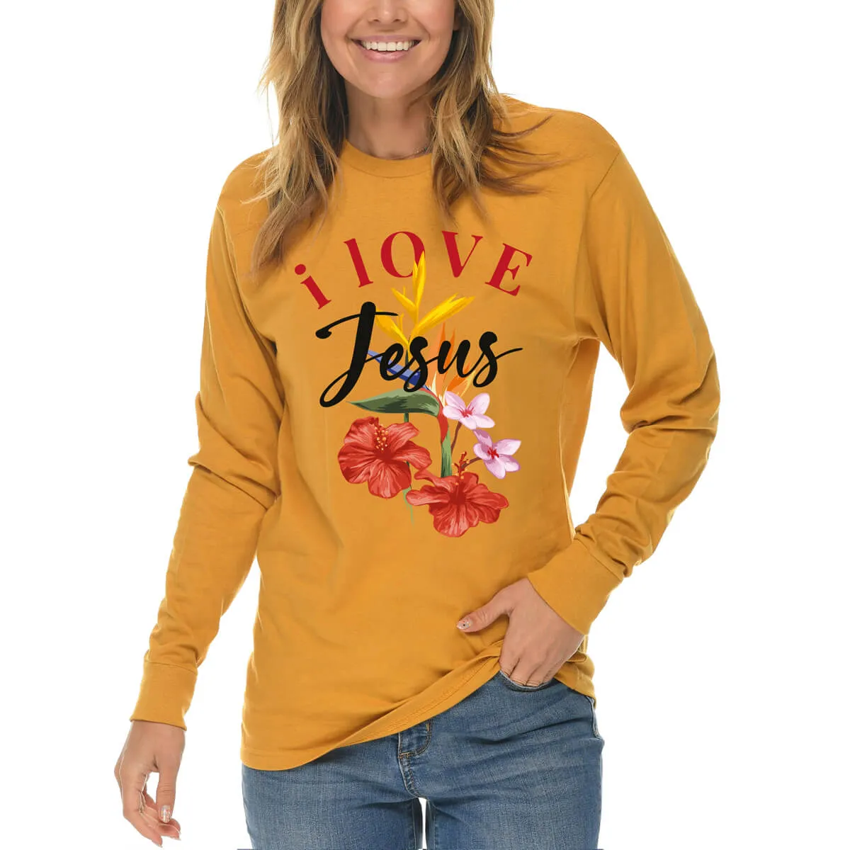 I Love Jesus Flower Long Sleeve T Shirt