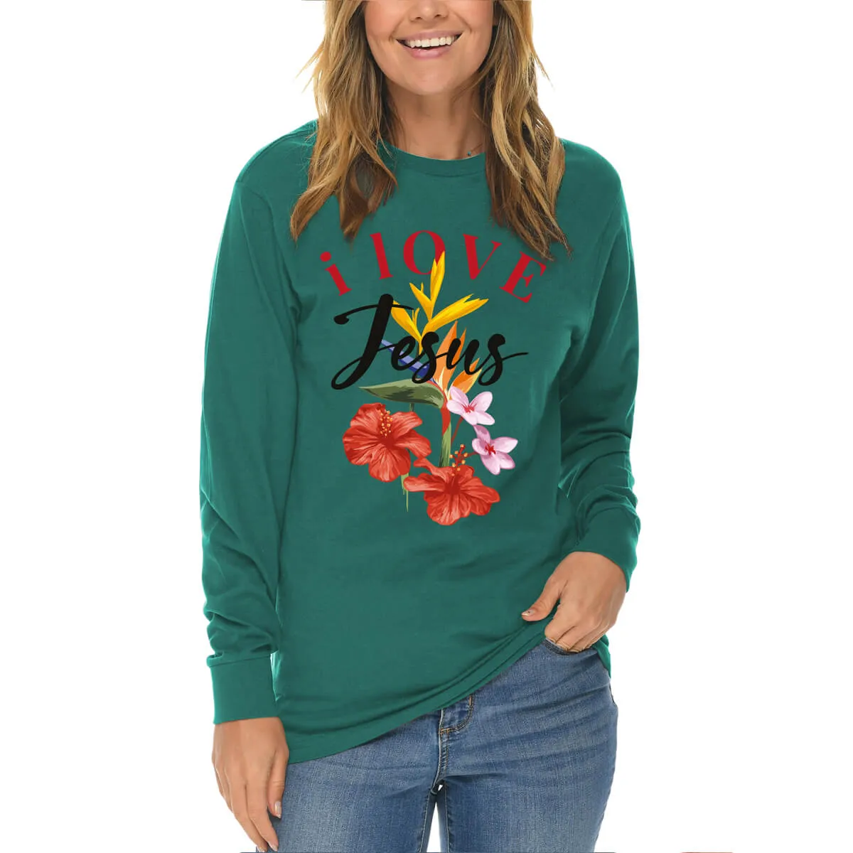 I Love Jesus Flower Long Sleeve T Shirt