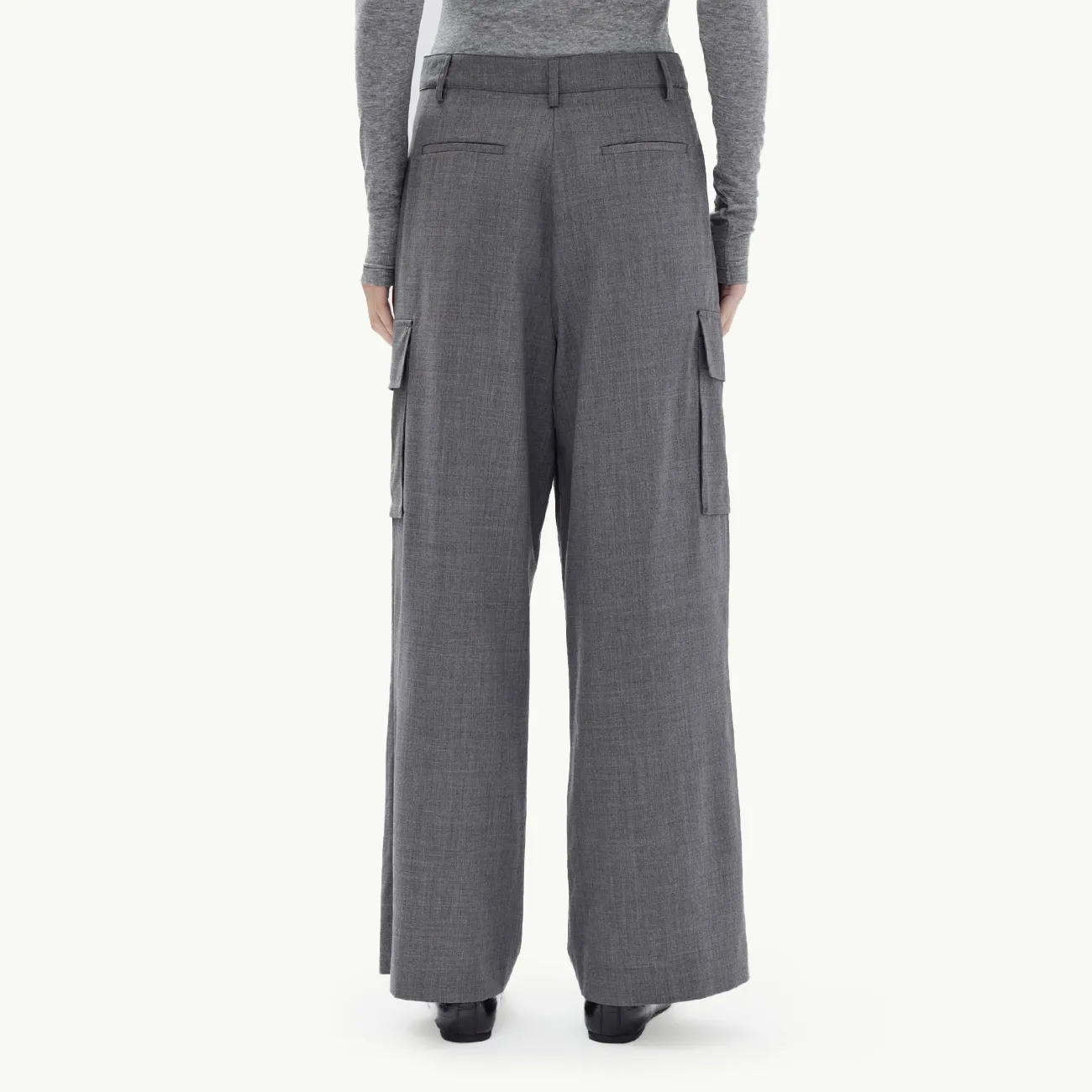 Isara Wool Cargo Pant - Charcoal Melange