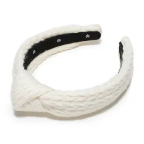 IVORY CABLE KNIT SLIM KNOTTED HEADBAND