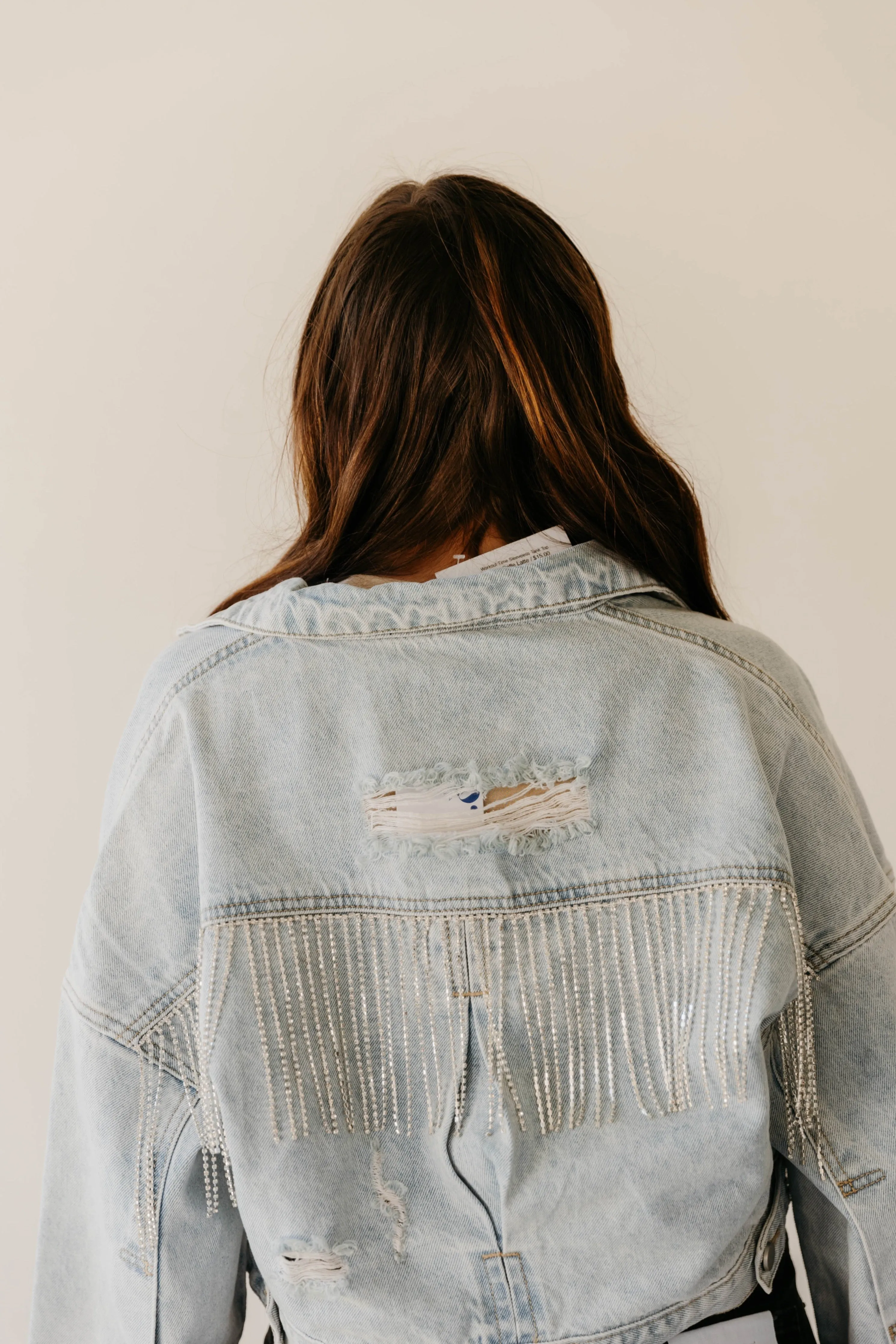 Jade Rhinestone Fringe Denim Jacket