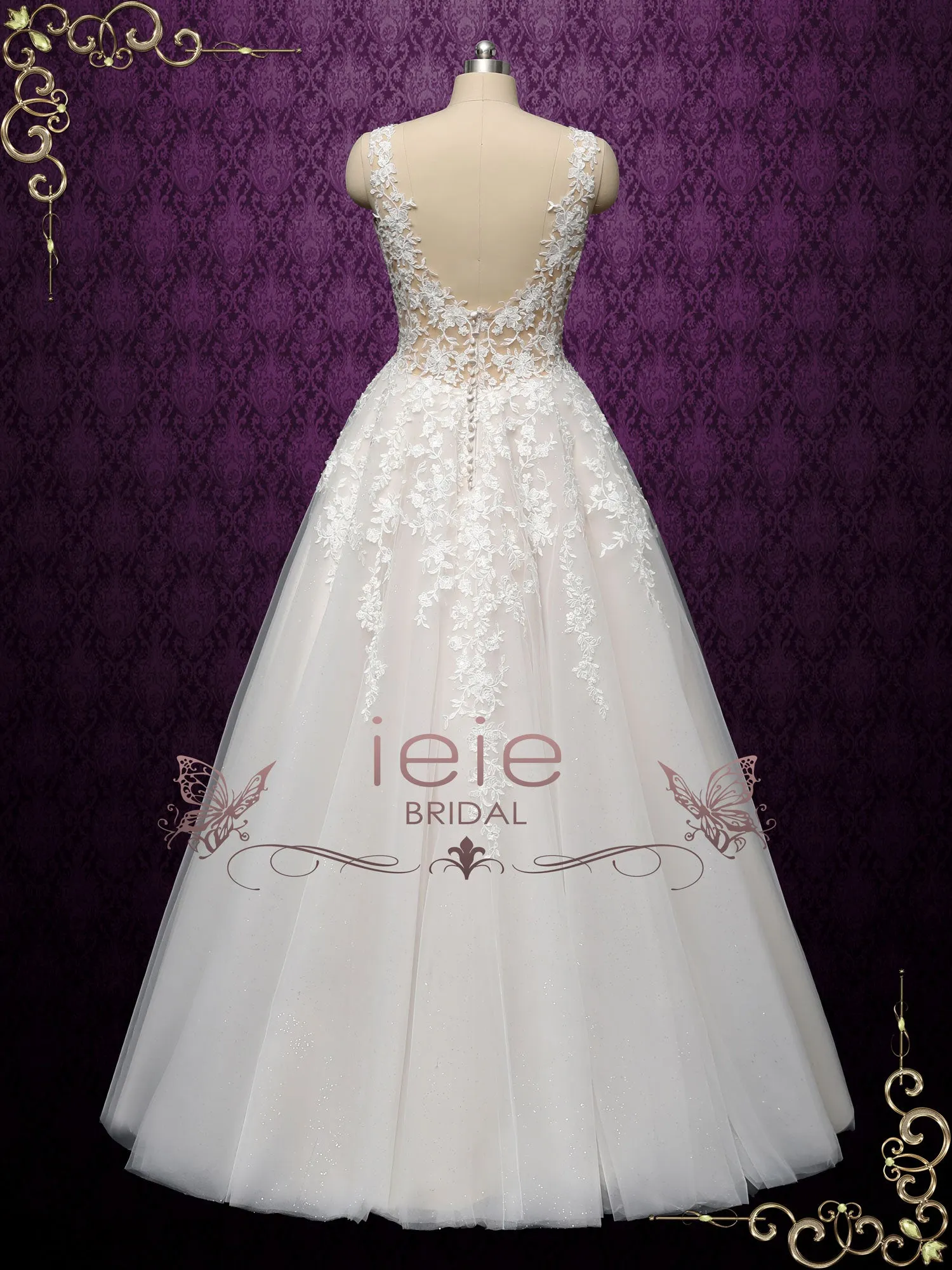 Lace A-line Wedding Dress with Open Back KASEY