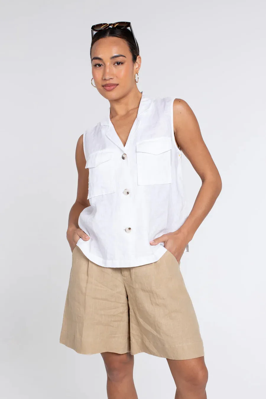 Linen Vest (White)