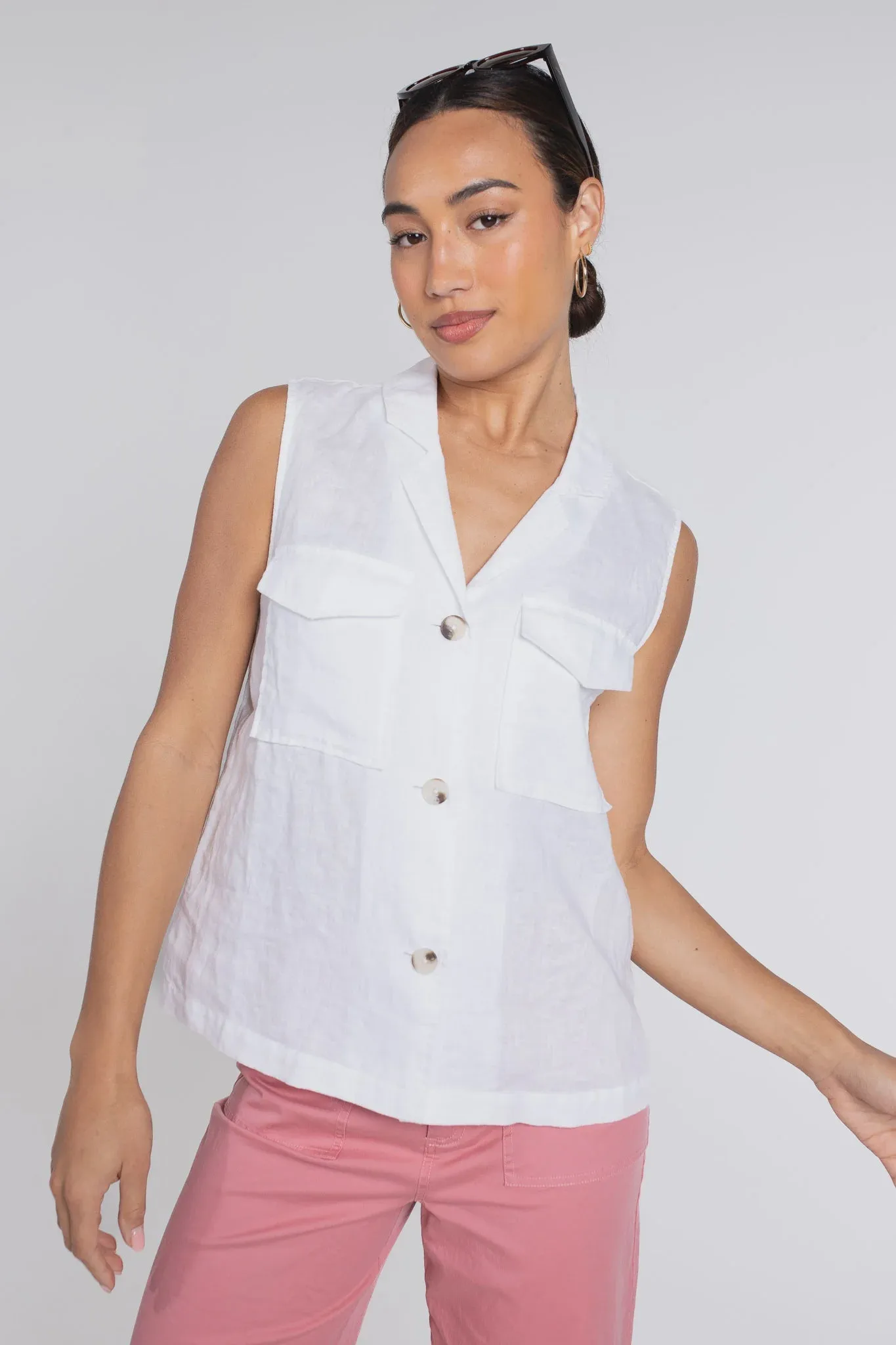 Linen Vest (White)