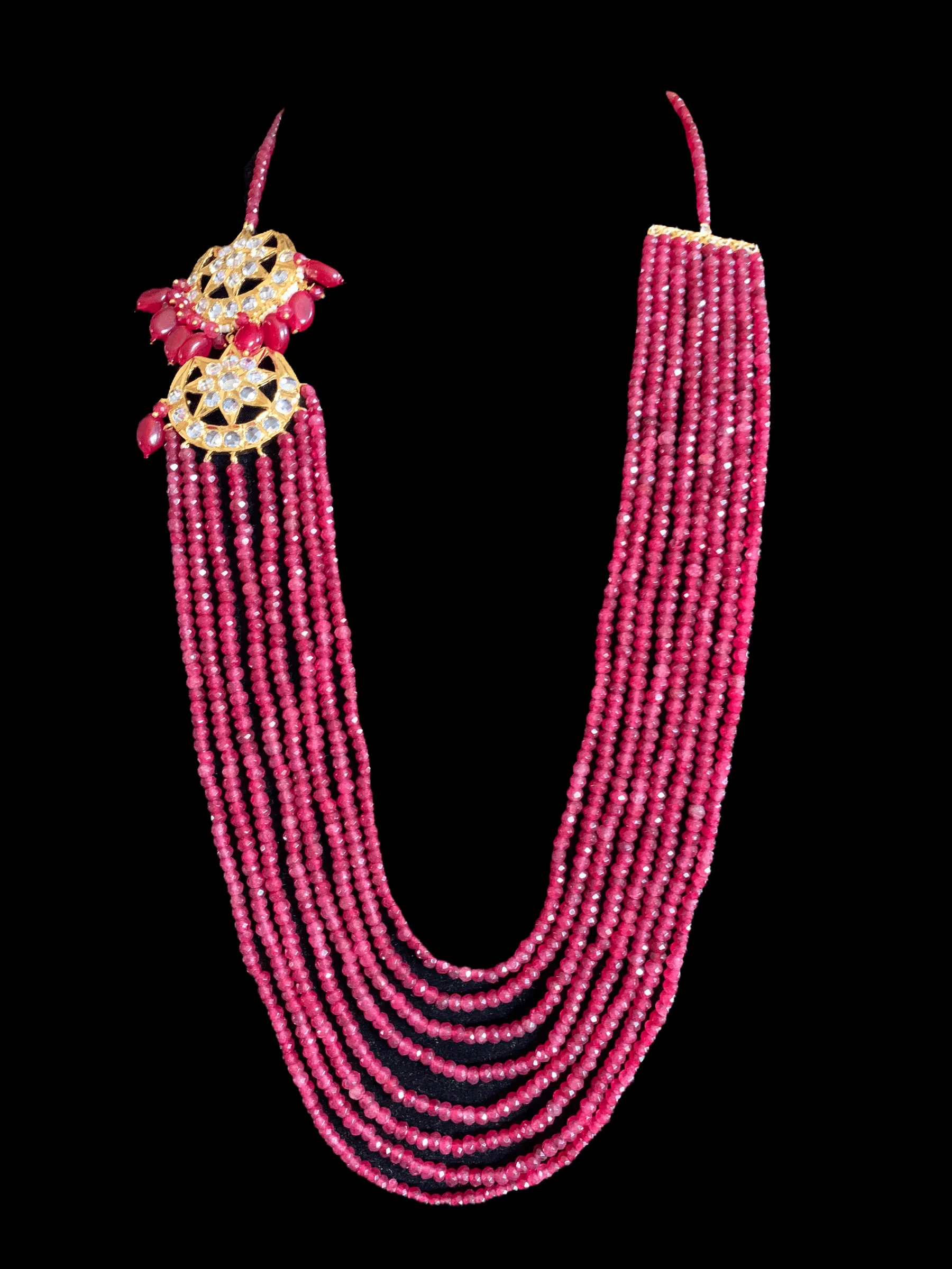 LN45 Darika Multi brooch necklace set in red / ruby beads ( READY TO SHIP )