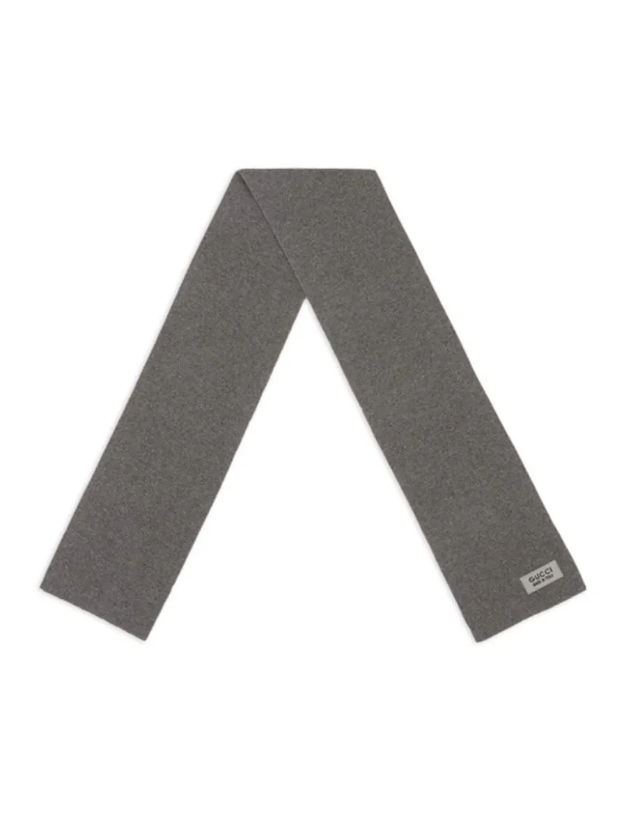 LOGO-PATCH RIBBED-KNIT SCARF