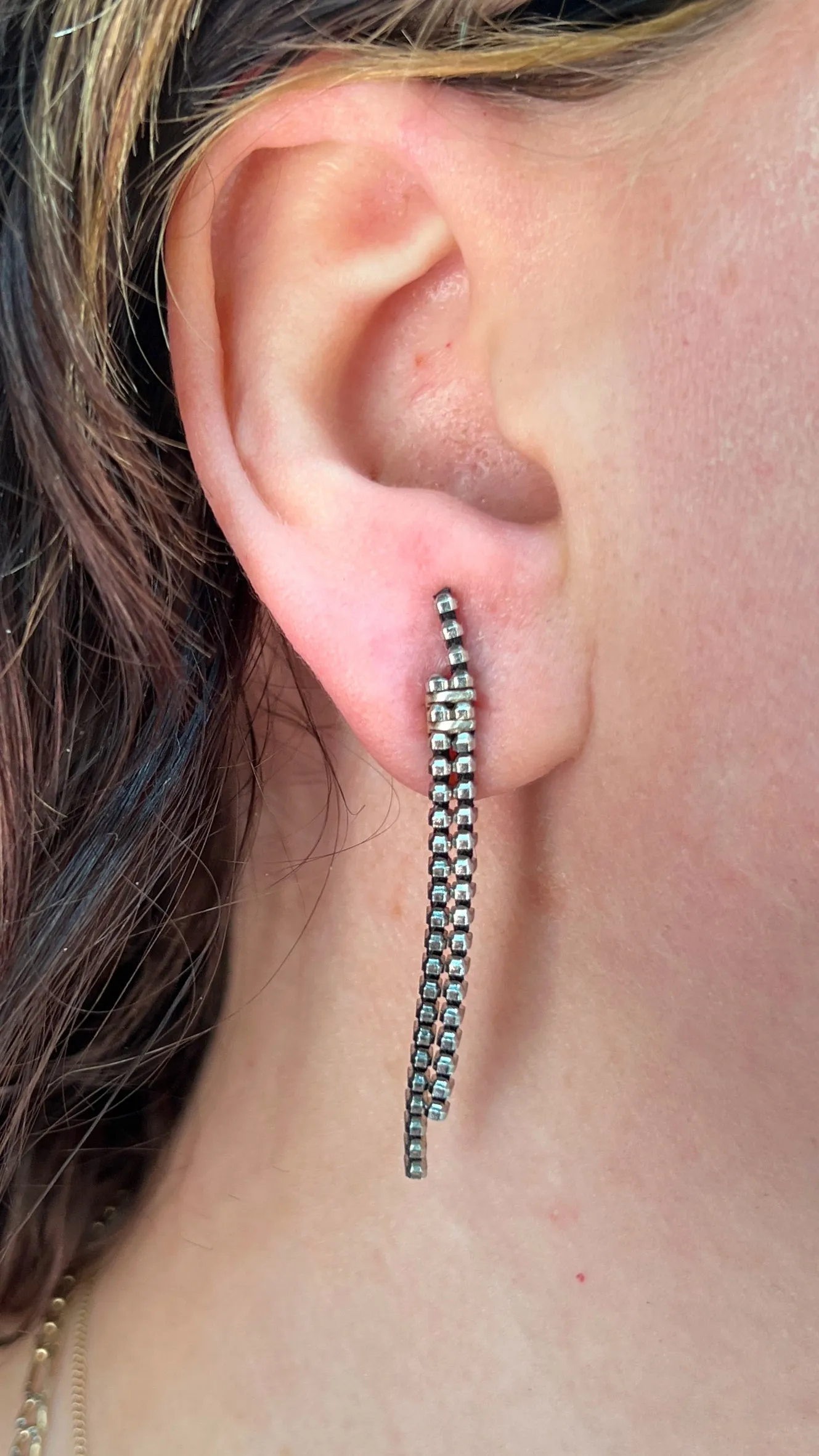 Long Line Earrings, Silver