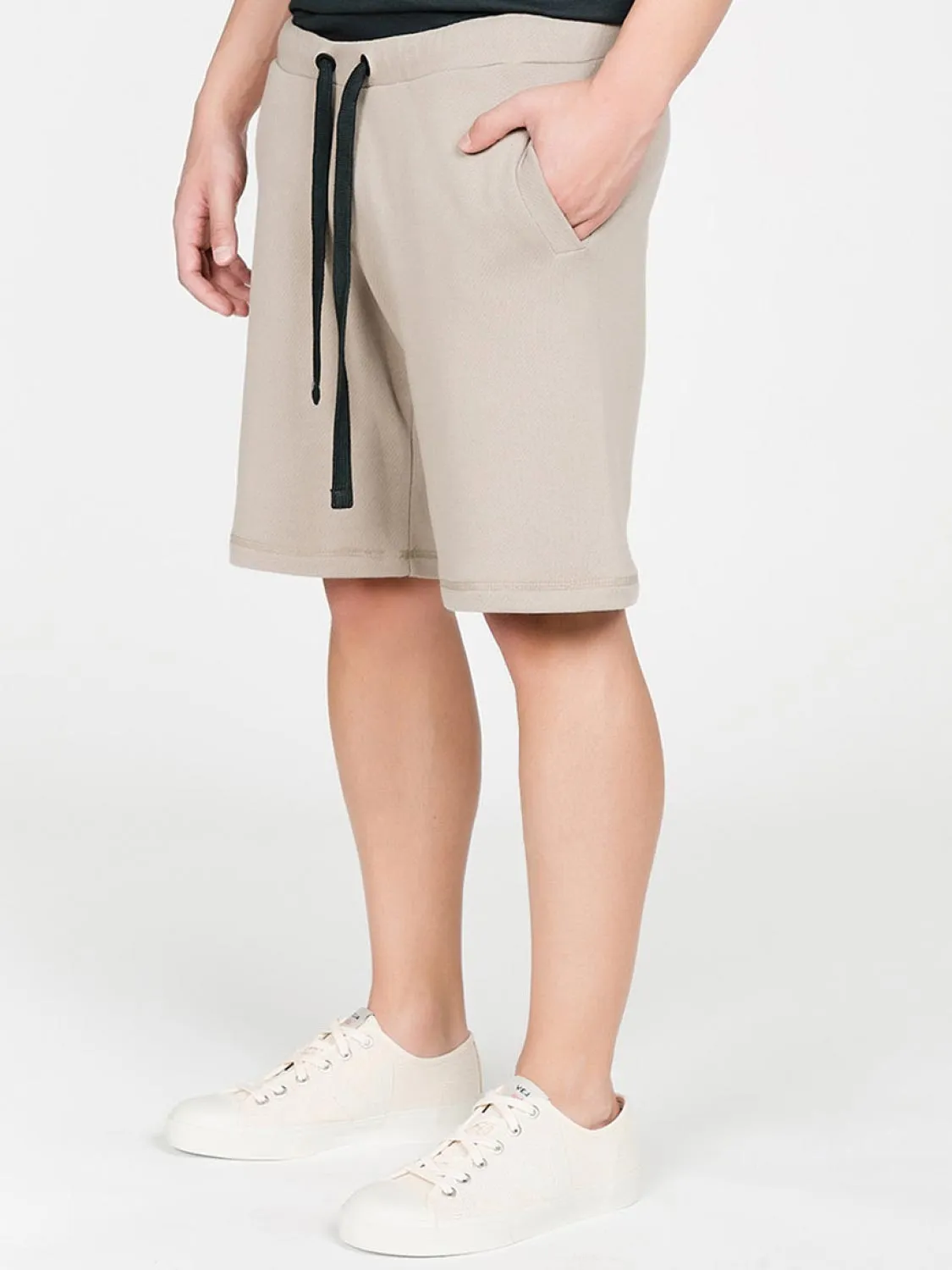 Loopback Cotton Jersey Relaxed Shorts Beige