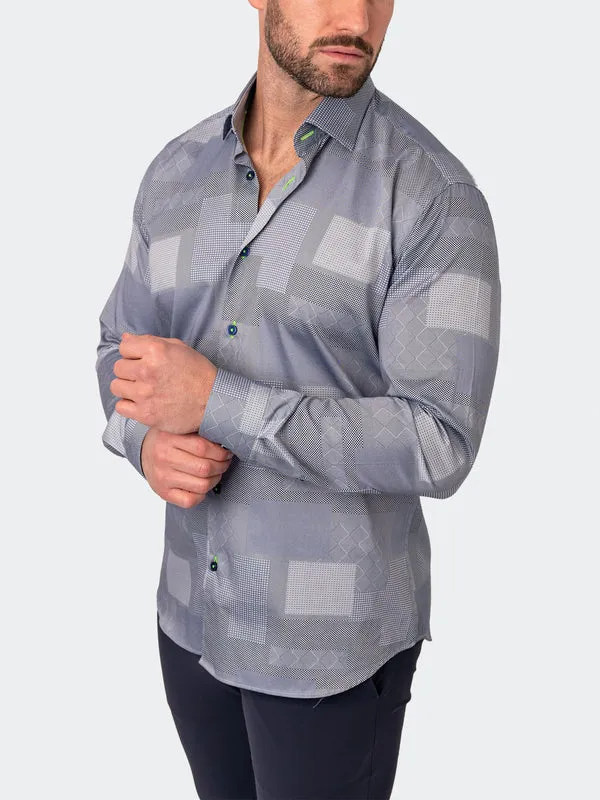 Maceoo Stretch Shirt | Fibonacci BluePatches Blue