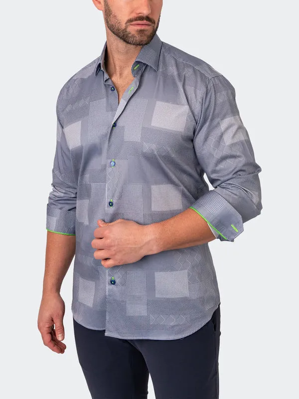 Maceoo Stretch Shirt | Fibonacci BluePatches Blue