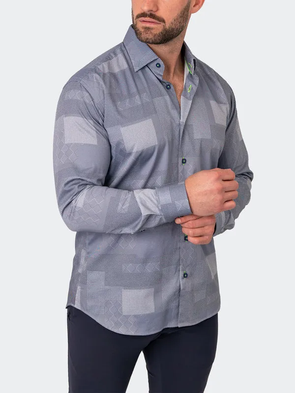 Maceoo Stretch Shirt | Fibonacci BluePatches Blue