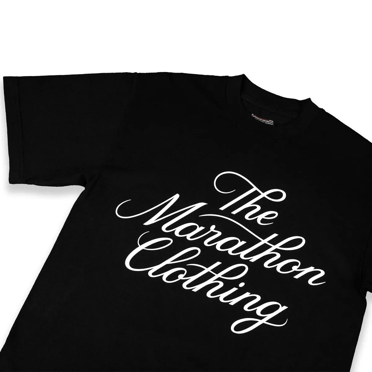 Marathon Stacked Script T-Shirt - Black/White