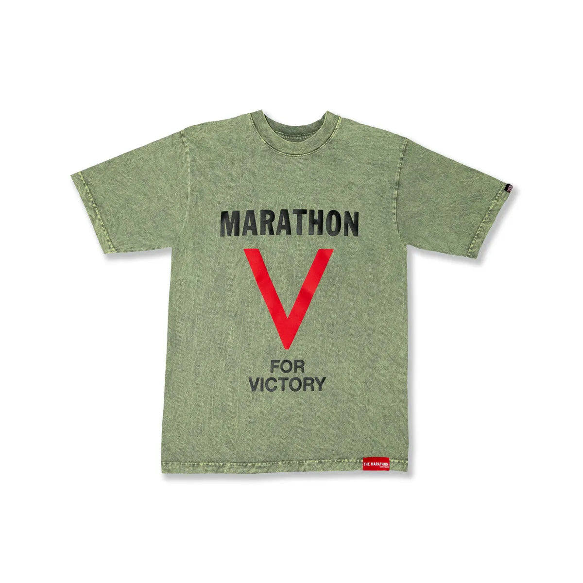 Marathon V For Victory T-Shirt - Washed Matcha