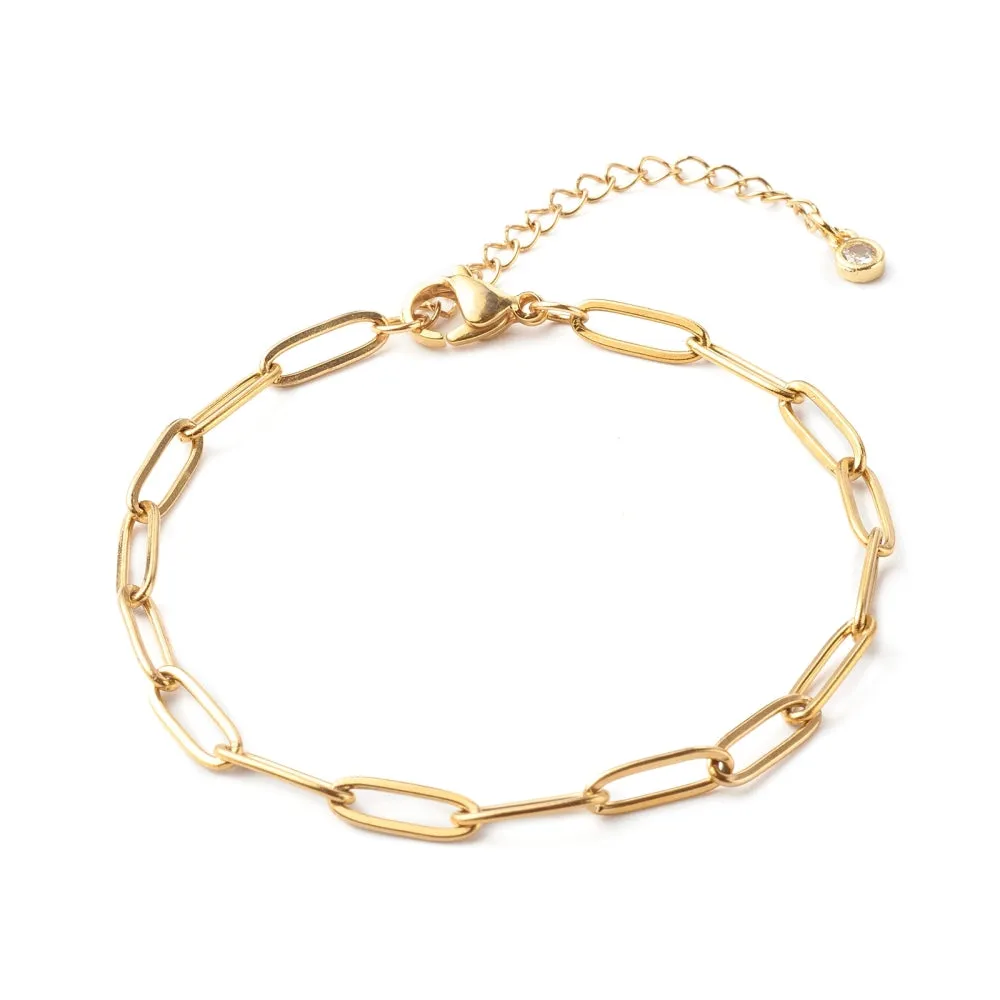 Medium Paperclip Chain Bracelet Plated Stainless