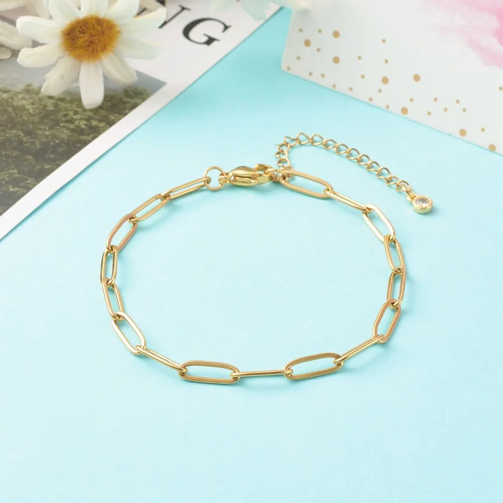 Medium Paperclip Chain Bracelet Plated Stainless