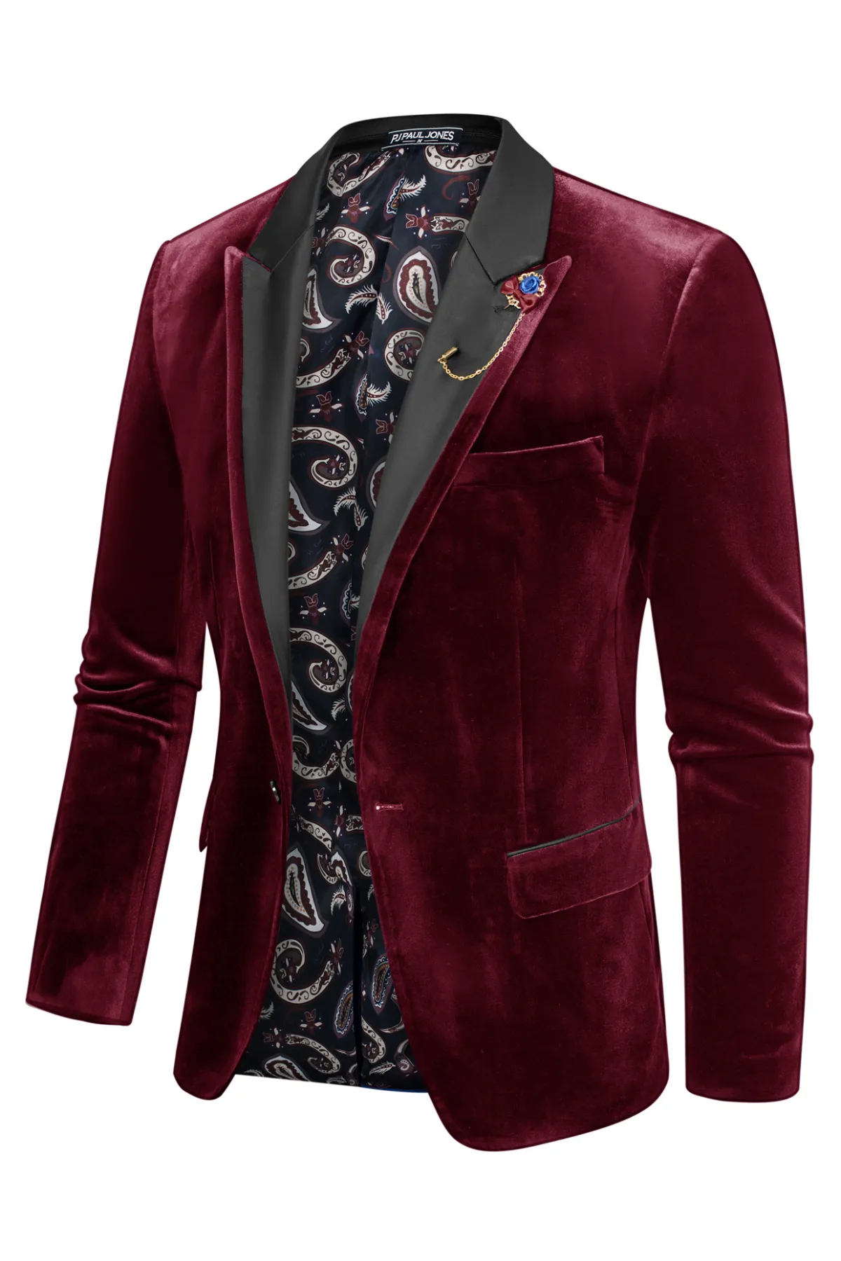 Men's Blazer Velvet One Button Sports Coat Party Wedding Suit Jacket