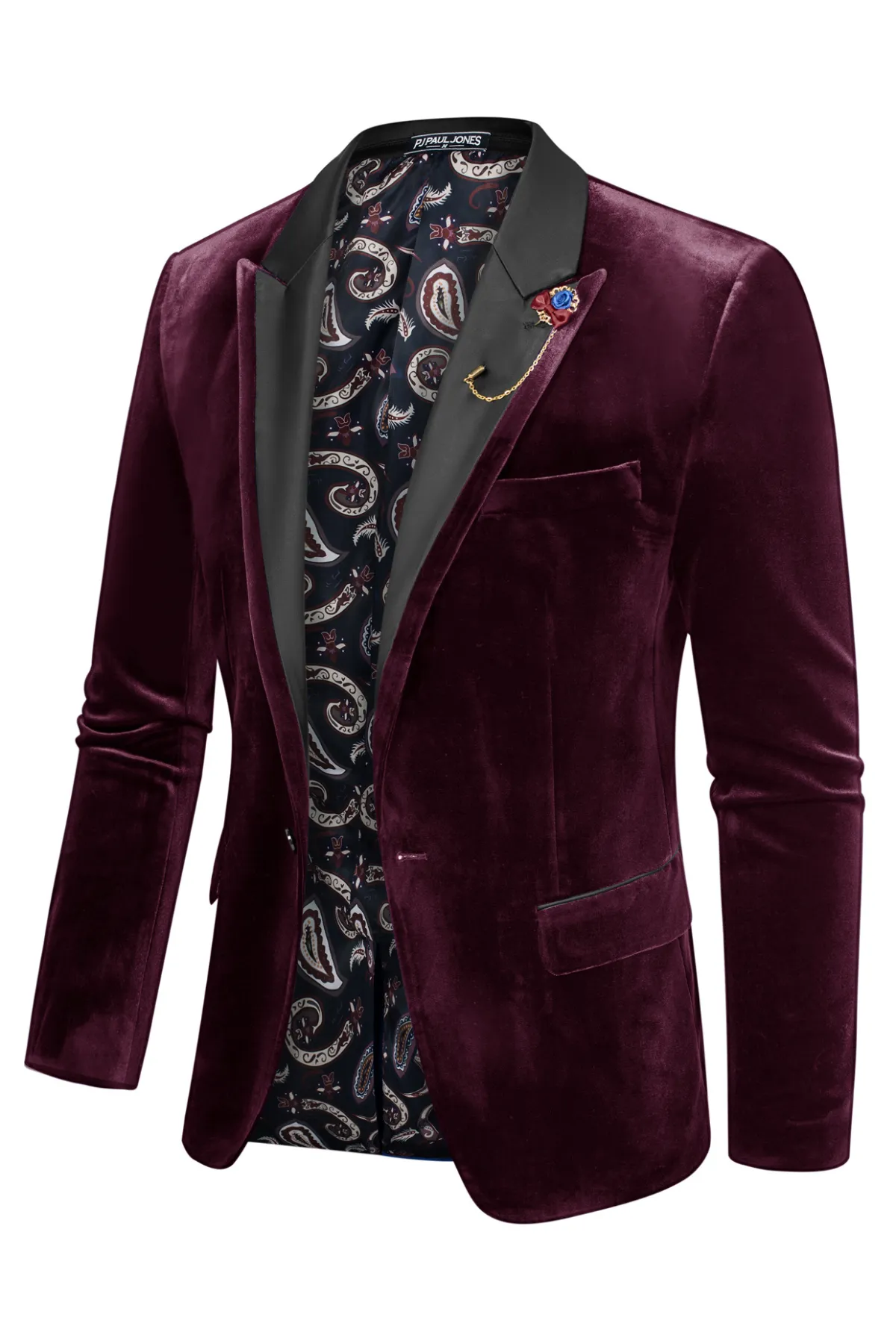 Men's Blazer Velvet One Button Sports Coat Party Wedding Suit Jacket