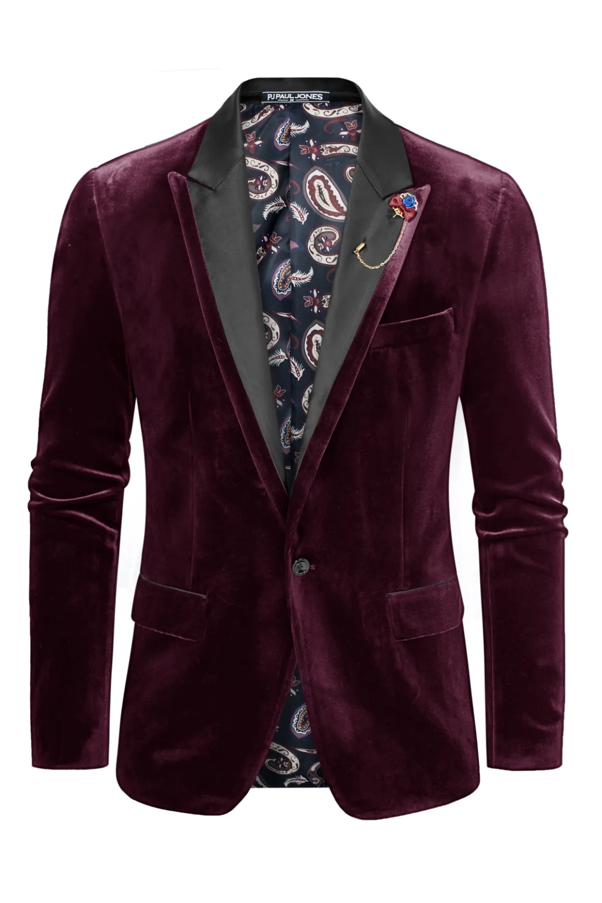 Men's Blazer Velvet One Button Sports Coat Party Wedding Suit Jacket