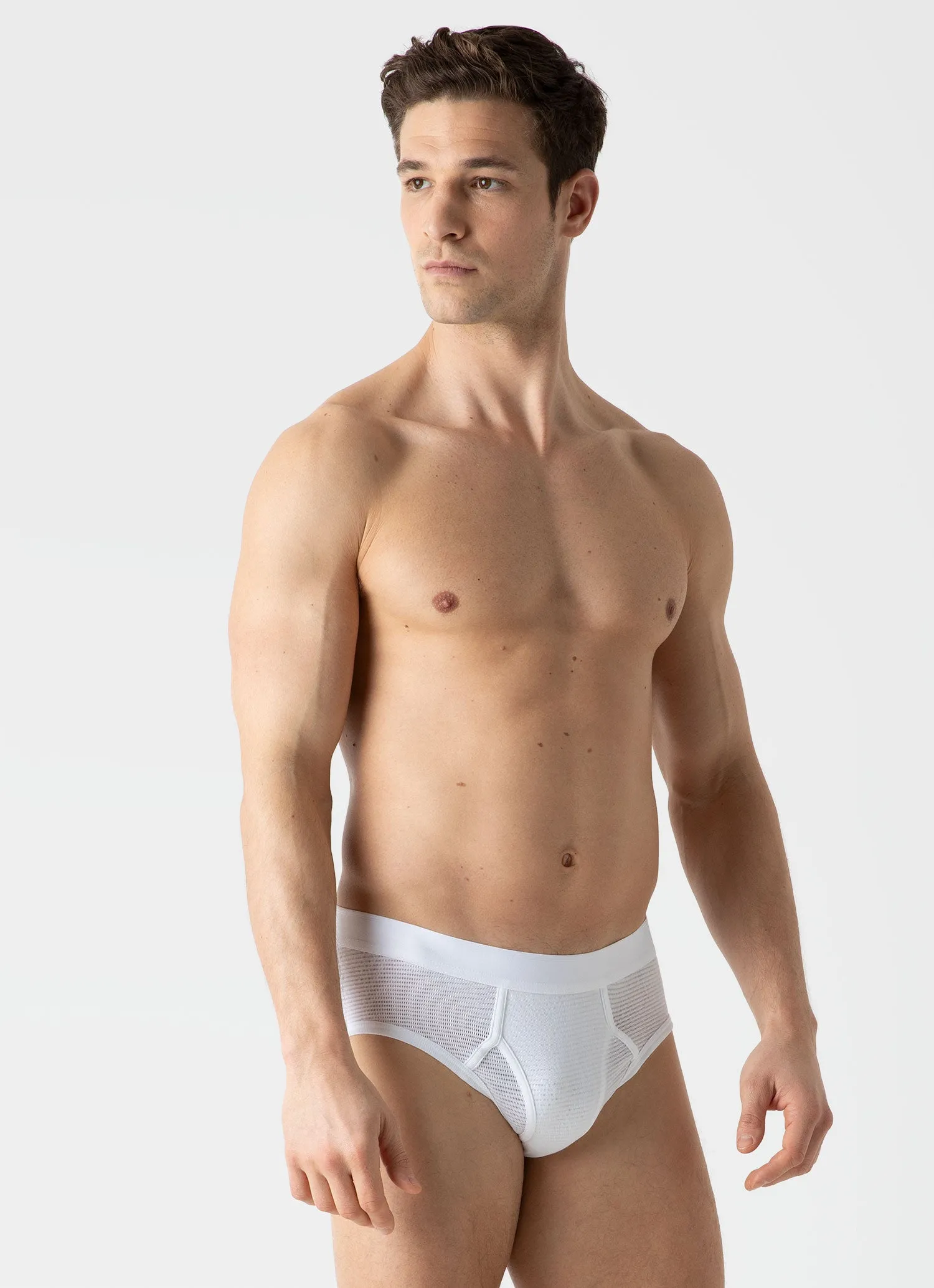 Men's Cellular Cotton Briefs in White